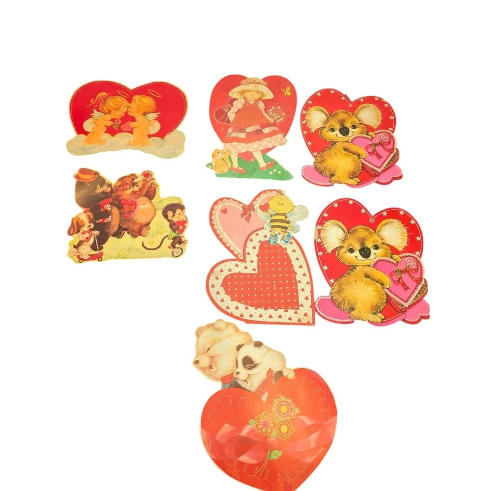 Vintage Valentine‎ Cards Lot Kawaii Koala Bear Cherubs Puppy Dog Graphics